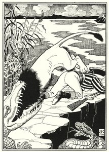 Ilustracja do Przygód Barona Munchausena (rycina) autorstwa English School
