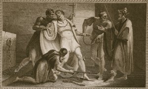 Uwięzienie Stephena, ilustracja z Davida Humesa The History of England, wyd. R. Bowyer, Londyn, 1812 r. autorstwa English School