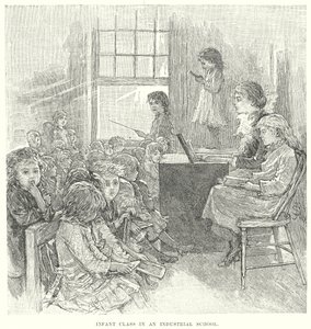 Klasa niemowlęca w szkole przemysłowej (grawerunek) autorstwa English School