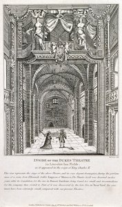 Wewnątrz Dukes Theatre, Londyn, grawerowane przez Richarda Sawyera, 1820 autorstwa English School
