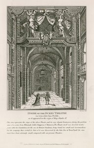 Wewnątrz Dukes Theatre w Lincolns Inn Fields, jak wyglądał za panowania króla Karola II autorstwa English School