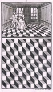 Wnętrze, ilustracja z różnego rodzaju dekoracji podłóg, John Carwitham, 1739, rycina bw autorstwa English School