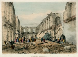Wnętrze zbrojowni, Tower of London Fire, 1841 autorstwa English School