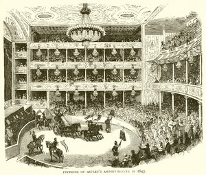 Wnętrze Amfiteatru Astleys w 1843 r. autorstwa English School