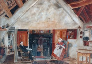 Wnętrze Cruck Cottage, prawdopodobnie Shipley Glen autorstwa English School