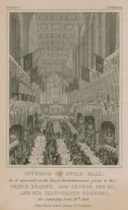 Wnętrze Guildhall w Londynie, tak jak wyglądało w Royal Entertainment podarowanym księciu Regent autorstwa English School