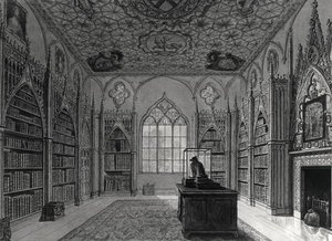 Wnętrze Strawberry Hill (lito) czarno-białe zdjęcie) autorstwa English School