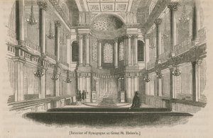Wnętrze synagogi w Great St Helens w Londynie autorstwa English School