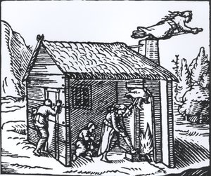 Wnętrze domu czarownicy, 1579 autorstwa English School