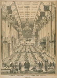 Wnętrze Ratusza podczas wielkiej uczty obywatelskiej, 9 listopada 1837 r. autorstwa English School