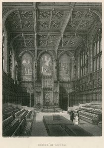 Wnętrze Izby Lordów, Westminster, Londyn autorstwa English School
