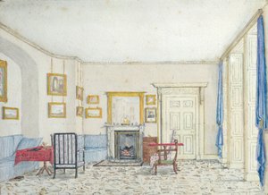 Wnętrze na ulicy Curzon, ok. 1830 (wc z piórem i atramentem na papierze) autorstwa English School