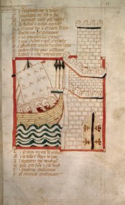 Inwazja Szkotów i Duńczyków, z Kroniki Wersetu „Roman de Brut” (welum) autorstwa English School