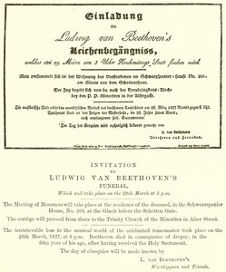 Zaproszenie na pogrzeb Beethovena autorstwa English School