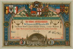Zaproszenie do International Municipal Entertainment w Guildhall w Londynie, 29 lipca 1875 r autorstwa English School
