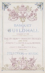 Zaproszenie na bankiet w Guildhall w Londynie 9 listopada 1869 r autorstwa English School