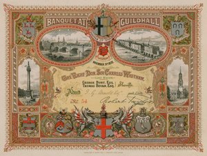 Zaproszenie na bankiet w Guildhall w Londynie 9 listopada 1878 r autorstwa English School