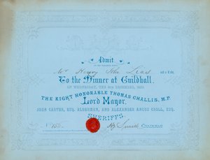 Zaproszenie na kolację w Guildhall w Londynie, 8 grudnia 1852 r. autorstwa English School