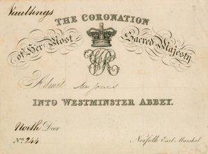 Zaproszenie na koronację Jej Najświętszej Królewskiej Mości w Opactwie Westminsterskim, 28 czerwca 1838 r autorstwa English School