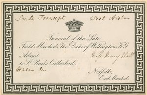 Zaproszenie na pogrzeb Arthura Wellesleya, księcia Wellington, w katedrze św. Pawła autorstwa English School