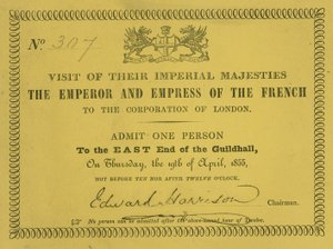 Zaproszenie na wizytę ich Cesarskich Mości, Cesarza i Cesarzowej Francuzów, w Guildhall w Londynie, 19 kwietnia 1855 r. autorstwa English School