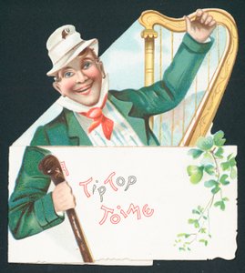 Irlandczyk z Shalali i harfą, Card autorstwa English School
