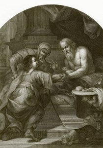 Izaak błogosławiący Jakuba autorstwa English School