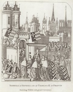 Izabela Bawarska, żona Karola II. Francji wkraczającej do Paryża z Wielką Ceremonią autorstwa English School