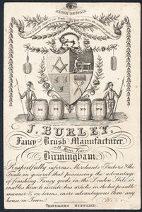 J Burley, producent fantazyjnych pędzli, karta handlowa autorstwa English School
