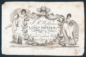 J R Wilkins, lniana draperia, karta handlowa autorstwa English School