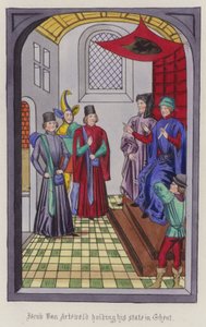 Jacob Von Artaveld trzymający swój stan w Gandawie (kolorowy grawerunek) autorstwa English School