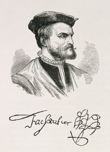 Jacques Cartier (1491-1557) ilustracja z tomu IV „Narrative and Critical History of America”, 1886 autorstwa English School