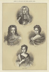 Jakub II, Wilhelm i Maria, królowa Anna autorstwa English School