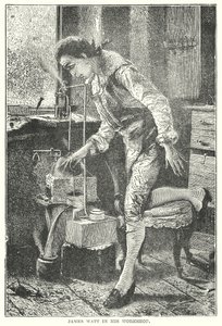 James Watt w swoim warsztacie (rycina) autorstwa English School