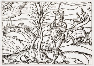 Styczeń, z Spensers The Shepherd Calendar, 1579 autorstwa English School