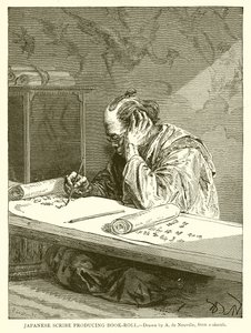 Japoński skryba produkujący Book-Roll autorstwa English School