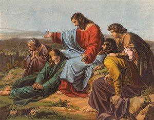 Jezus Chrystus płaczący nad Jerozolimą (kolorowa litografia) autorstwa English School