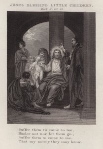 Jezus błogosławi małe dzieci, Mark X, wer. 15 (rycina) autorstwa English School