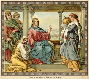 Jezus w domu Marty i Marii autorstwa English School