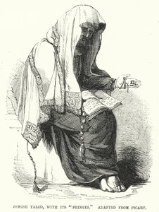 Żydowski taled z "frędzlami", zaadaptowany z Picart (rycina) autorstwa English School