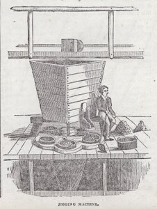 Jigging machine, kornwalijska kopalnia miedzi (grawerowanie) autorstwa English School