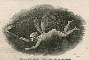 Zjazd Joela Diabolosa z fajerwerkami w Vauxhall Gardens w Londynie autorstwa English School