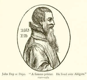 John Day or Date, słynny drukarz, mieszkał nad Aldgate autorstwa English School