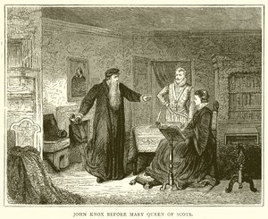 John Knox przed Marią Królową Szkotów autorstwa English School