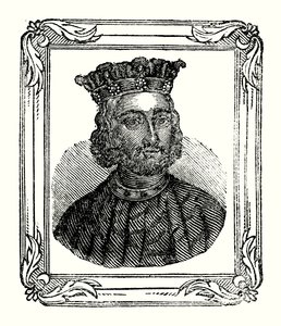 Jan urodził się w 1167, koronowany w 1199, zmarł w 1216 (ryt) autorstwa English School