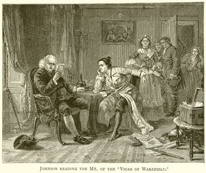 Johnson czyta panią wikariusza Wakefield autorstwa English School