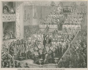 Orkiestra koncertowa Julliens i cztery zespoły wojskowe w Covent Garden Theatre autorstwa English School