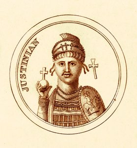 Justynian, ilustracja z The Universal Historical Dictionary autorstwa George