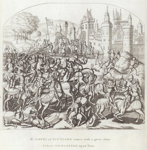 K. David ze Szkocji przybywa z wielką armią przed Newcastle upon Tyne autorstwa English School