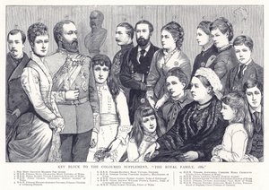 Kluczowy blok do kolorowego dodatku, Rodzina królewska, 1880 autorstwa English School